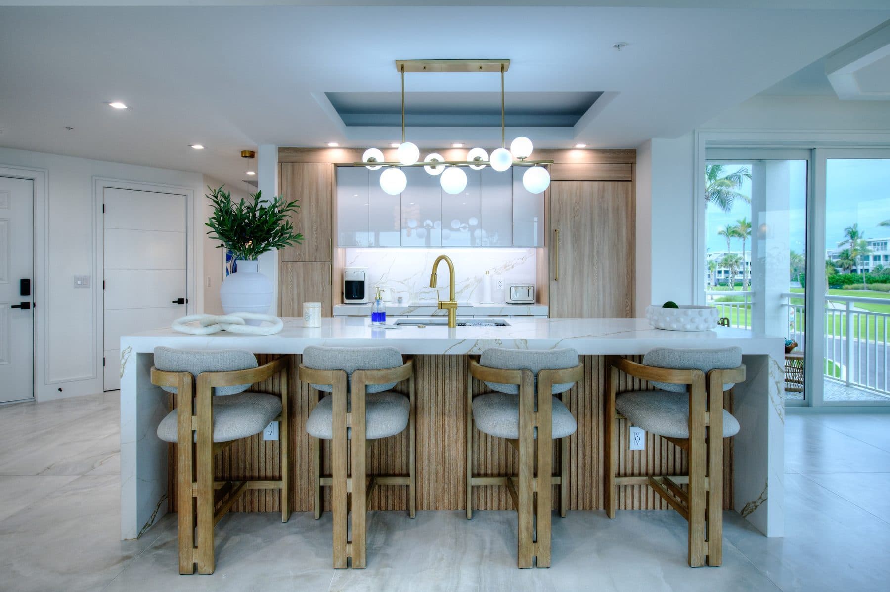Bright modern kitchen with island seating